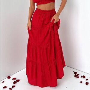 Red Maxi Skirt Size 4 - New With Tags